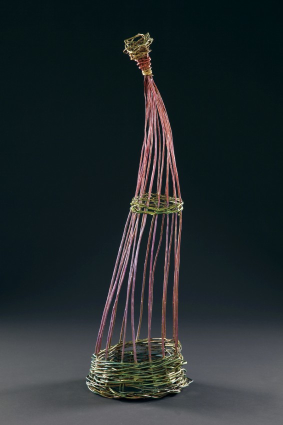 Solstice, bronze cast from twined willow, painted, 44x13x11 inches, alt.view