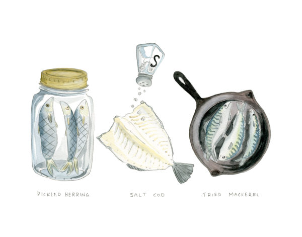 Kat Frick Miller, Fish Trilogy, watercolour, 11" x 14", 