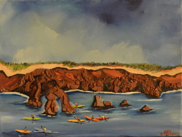 Margareta Boivin, "The Charming PEI (Based on the nonexistent remains of the Old Elephant Rock)", acrylic and red sandstone, 2015